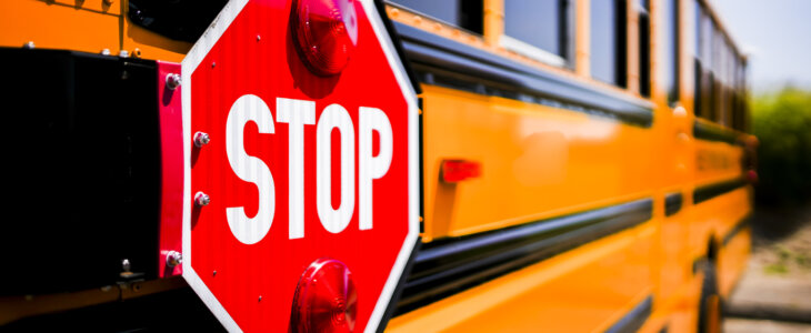 Stop sign on school bus